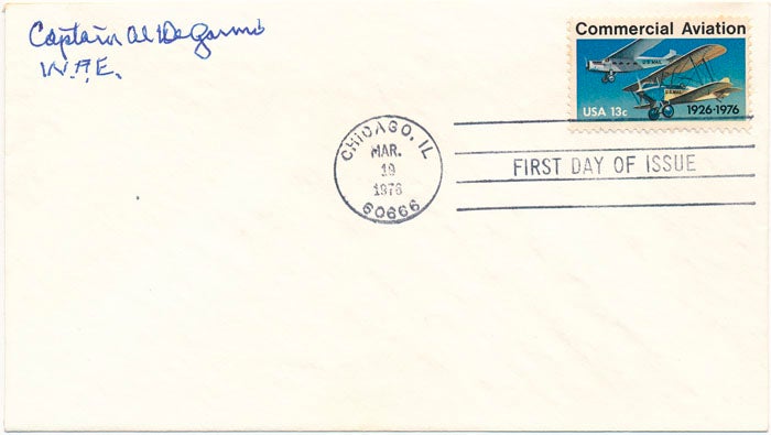 Item #24299 Signed First Day Cover. Alva R. DeGARMO.