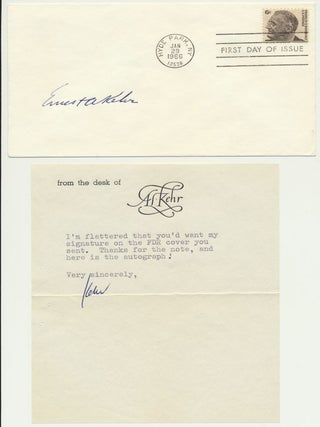 Item #24400 Signed First Day Cover / Typed Note Signed. Ernest A. KEHR