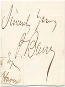 Item #24403 Signature and Salutation. Patrick BARRY