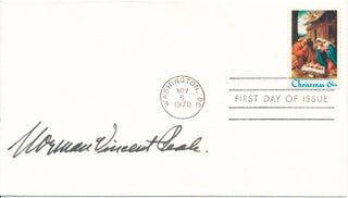 Item #24501 Signed First Day Cover. Norman Vincent PEALE
