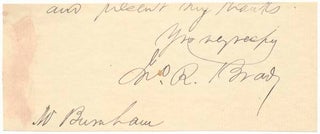 Item #24516 Signature and Salutation. John R. BRADY