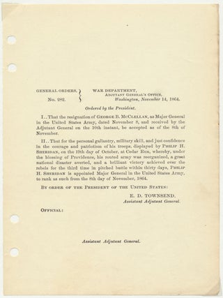 Item #24815 General Orders, No. 282. GENERAL ORDERS -- CIVIL WAR, E. D TOWNSEND