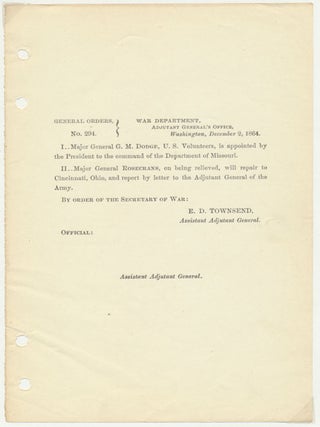 Item #24912 General Orders, No. 294. GENERAL ORDERS -- CIVIL WAR, E. D TOWNSEND