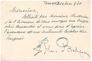 Item #25030 Note Signed. Tiberiu BREDICEANU
