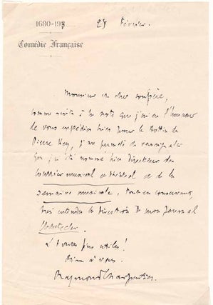 Item #25040 Autograph Letter Signed. Raymond CHARPENTIER