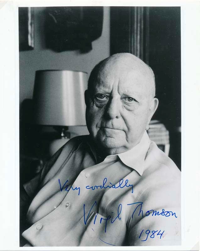THOMSON, Virgil (1896-1989) - Inscribed Photograph Signed