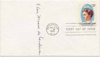 Item #25130 Signed First Day Cover / Unsigned Autograph Note. Elsie Maass DE CORDOVA