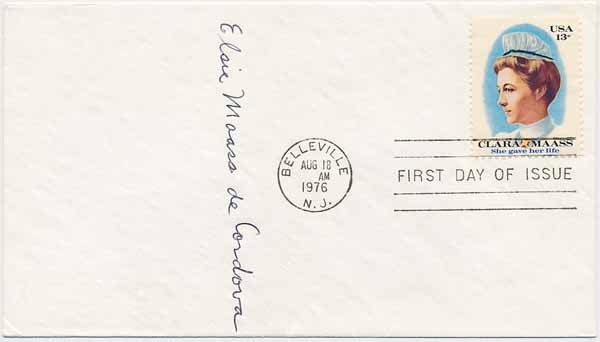 Item #25130 Signed First Day Cover / Unsigned Autograph Note. Elsie Maass DE CORDOVA.