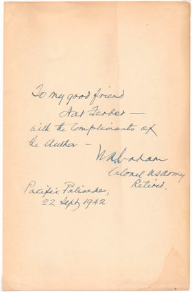 Item #25173 Signature and Inscription. William Alexander GRAHAM