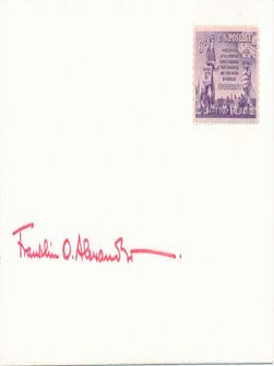 Item #25181 Signed Postal Cover. Franklin O. ALEXANDER