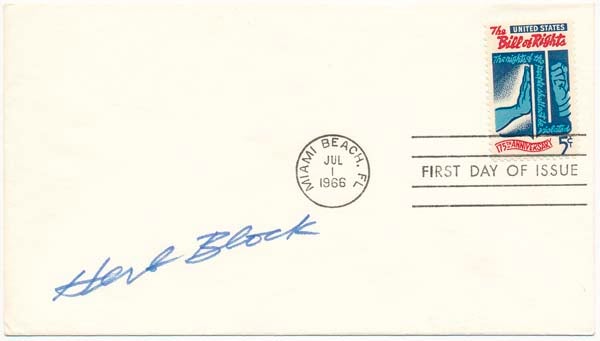Item #25193 Signed First Day Cover. Herbert L. BLOCK.