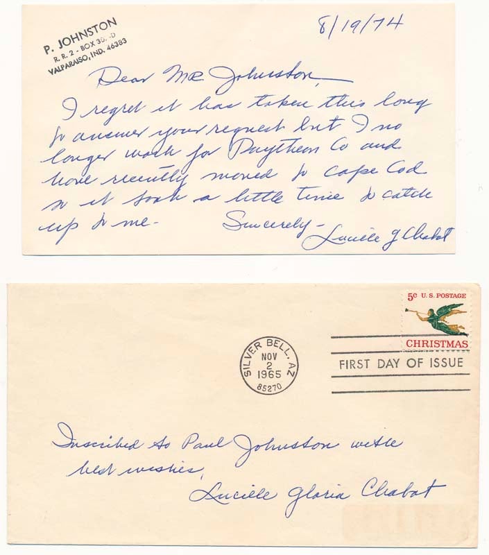 CHABOT, Lucille Gloria (1908-2005) - Signed First Day Cover / Autograph Note Signed
