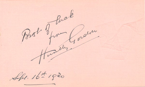 GORDON, Huntley (1886-1956) - Inscription and Signature