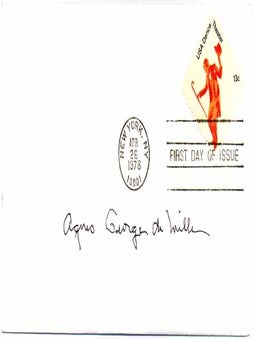 Item #26356 Signed First Day Cover. Agnes George De MILLE