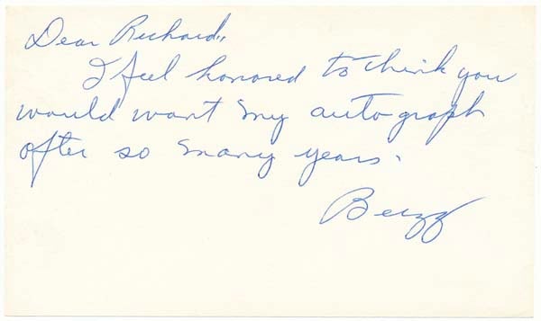 Item #26713 Autograph Note Signed. Frank "Buzz" BOLL.