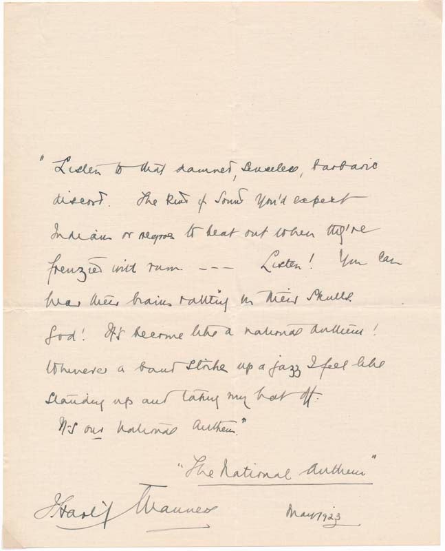 Item #26721 Autograph Quotation Signed. J. Hartley MANNERS.