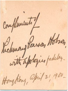 Item #26947 Signature and Inscription. Richmond Pearson HOBSON