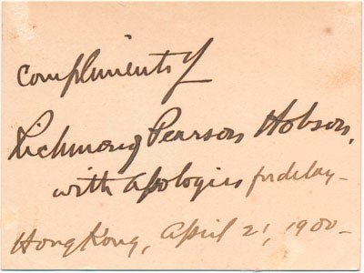 Item #26947 Signature and Inscription. Richmond Pearson HOBSON.