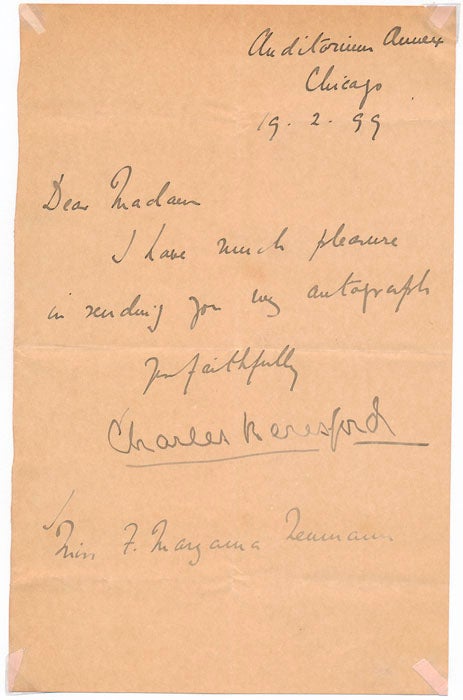 Item #26952 Letter Signed. Charles BERESFORD, 1st Baron Beresford.