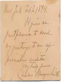 Item #26962 Signature and Inscription. Charles Sprague SMITH
