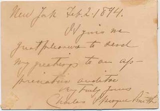 Item #26962 Signature and Inscription. Charles Sprague SMITH