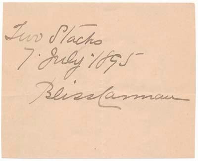 CARMAN, Bliss (1861-1929) - Signature and Inscription