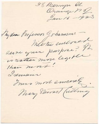Item #27015 Autograph Note Signed / Autograph Manuscript Signed. Mary Stewart CUTTING