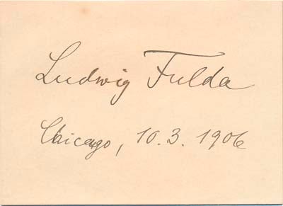 Item #27017 Signature. Ludwig FULDA.
