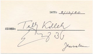 Item #27610 Signature. Theodor "Teddy" KOLLEK