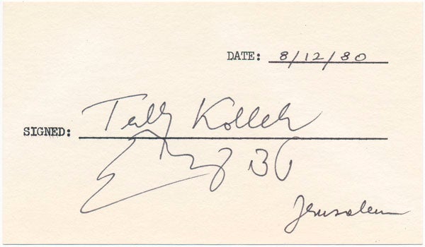 Item #27610 Signature. Theodor "Teddy" KOLLEK.