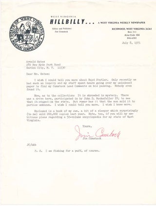Item #28272 Typed Letter Signed. James "Jim" COMSTOCK