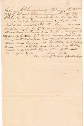 Item #28345 Document Signed. MISSOURI SLAVERY -- WRIT OF REPLEVIN -- ST. CHARLES, Reuben TUTER