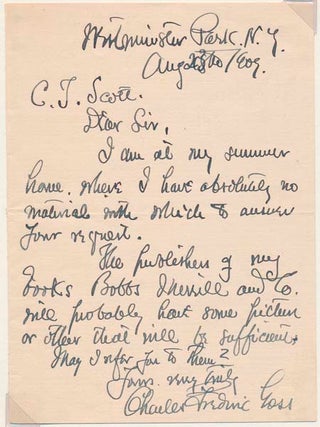 Item #28476 Autograph Letter Signed. Charles Frederic GOSS
