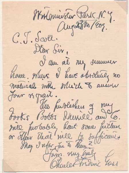 Item #28476 Autograph Letter Signed. Charles Frederic GOSS.