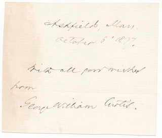 Item #28478 Signature and Inscription / Unsigned Portrait. George William CURTIS