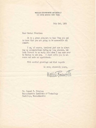 Item #28553 Typed Letter Signed. Welles BOSWORTH