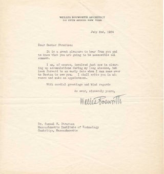 Item #28553 Typed Letter Signed. Welles BOSWORTH