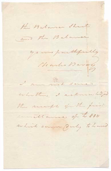 Item #28554 Autograph Letter Signed. Charles BARRY.