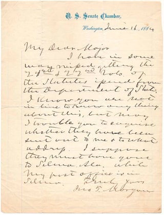 Item #28640 Autograph Letter Signed. John T. MORGAN