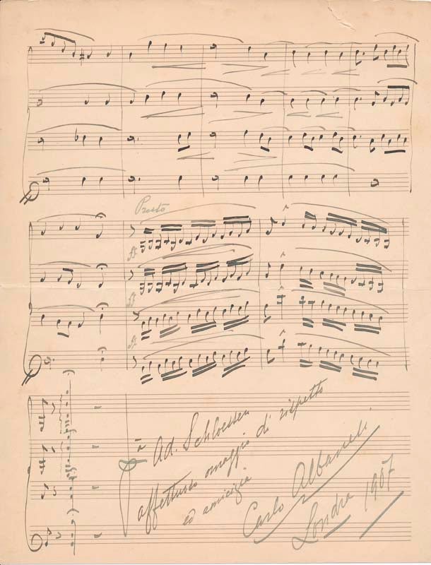 Item #28658 Autograph Musical Quotation Signed. Carlo ALBANESI.