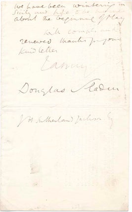 Item #28673 Autograph Letter Signed. Douglas SLADEN