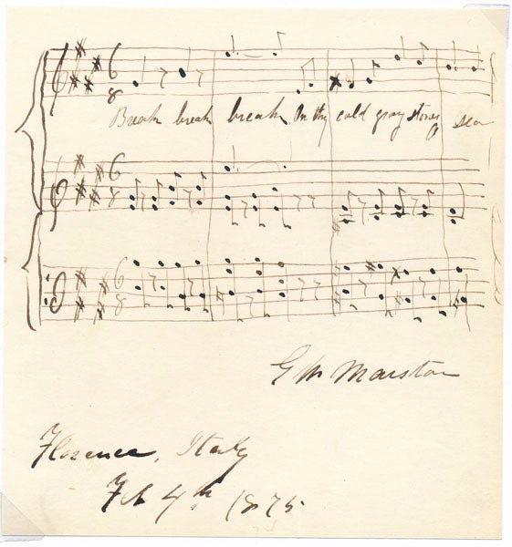 Item #28694 Autograph Musical Quotation Signed. G. W. MARSTON.