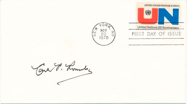 Item #28707 Signed First Day Cover / Unsigned Photograph. Carlos P. ROMULO.