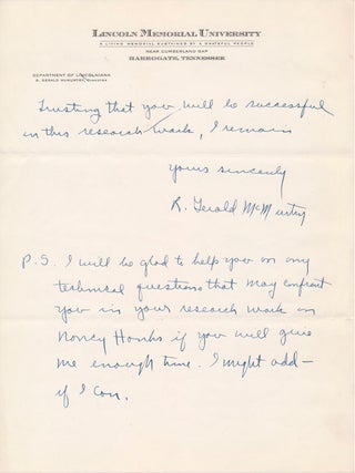 Item #28714 Autograph Letter Signed. R. Gerald McMURTRY