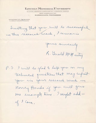 Item #28714 Autograph Letter Signed. R. Gerald McMURTRY