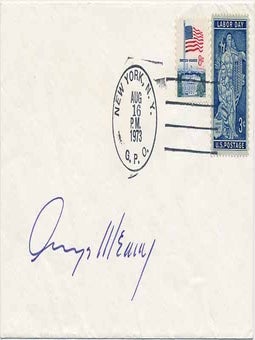 Item #28815 Signed Postal Cover / Unsigned Photograph. George MEANY