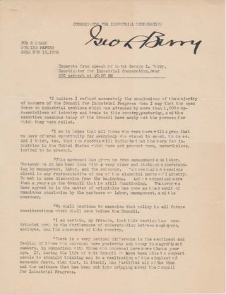 Item #28824 Printed Document Signed. George L. BERRY