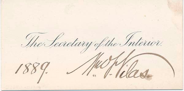 VILAS, William F. (1840-1908) - Signed Calling Card