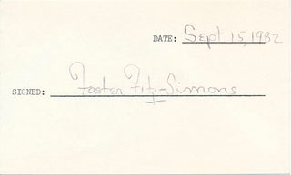 Item #29026 Signature. Foster FITZ-SIMONS