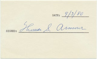 Item #29031 Signature. Thomas S. ARMOUR